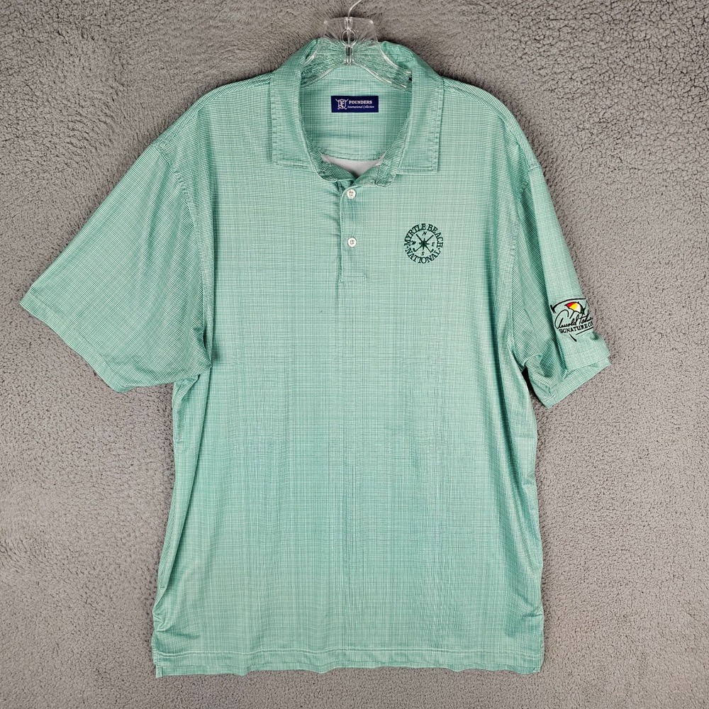 Founders Polo Shirt Mens Large Green Performance Arnold Palmer Invitational Jr - Picture 1 of 9
